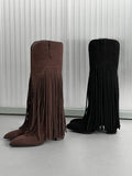 1174 Fringe Western Long Boots (8cm)