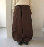Linshus Cotton Cargo Banding Balloon Wide Pants