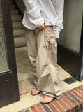 Soluna Parachute String Shirring Wide Banding Pants