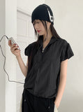 Caco Nylon Puff Crop Short Sleeve Windbreaker Zip-up
