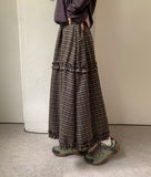 Kohyuri Check Frill Banding Long Skirt
