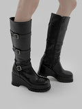 1146 Buckle Strap Platform Chunky Long Boots (8cm)