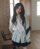 Kenny Stripe Frill Strap See-Through Blouse