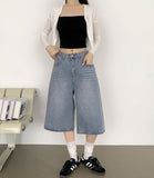 Casual Banding Knee Length Bermuda Denim Shorts