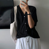 Linen short sleeve cardigan