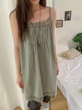 Umi Shirring Layered Lace Sleeveless One Piece