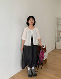 Urend Shirring Nylon Long Skirt