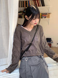 wave punching layered V-neck crop L/S KT