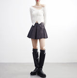 Laminet pocket pleated skirt