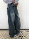 Swan Washing Denim Pocket Wide Pants