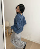 Dame Cable V-neck Loose Fit Long Sleeve Long Knit