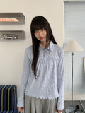 Moonta Stripe Frill Collar Long Sleeve Tee