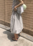 Honoka Pintuck Balloon Banding Midi Skirt