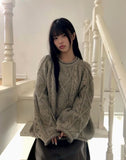 Veda cable round neck over wool knit