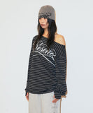STRIPE PRESENT ONE SHOULDER LS TEE