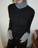 Only Stripe Color Matching High Neck Long Sleeve Cardigan