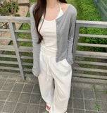 Slim Fit U-neck Long Sleeve Spring Summer Cardigan