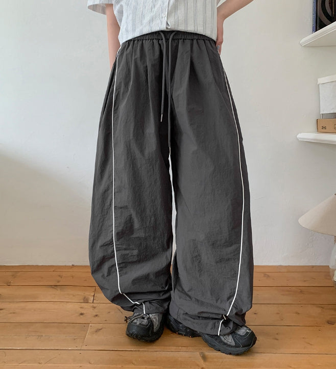 【BAON】Bidang Track Nylon Banding Wide Pants BAON (バオン) - ビダントラックナイロンバンディングワイド