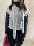 Nipped Hairy Muffler Short Sleeve Knit