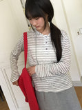 Sayu Stripe Button Hood Long Sleeves