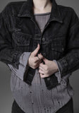 Grunge dark denim short jacket
