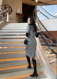 Piel Check Tweed Color Matching H-Line One Piece