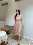 Razzel Puff Chiffon Belt One Piece