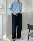 Wrinkle One-Tuck Semi-Wide Banding Slacks