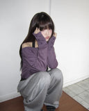 Kyuhin Sleeve Button One-Shoulder Sweatshirt