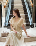Seine V-neck Peplum Flare Chiffon One Piece