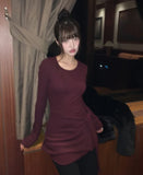 Hoyu layered one-piece wrap set long knit