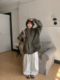 [unisex] Ikuni two-way string pocket cotton washing hooded nightgown jacket