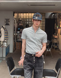 Ziden Half Zip-Up Ribbed Short-Sleeve T-Shirt