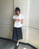 Kiro Check Tiered Banding Midi Skirt