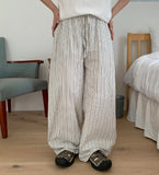 [unisex] Nonoka Banding Stripe Wide Linen Pants - Linen 60