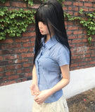 Shukong Check Short Sleeve Blouse
