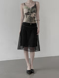 Sheer Chiffon Layered Midi Skirt