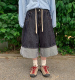 [unisex] Hudi Roll-up Raw Denim Bermuda Pants