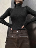 Metal pearl turtleneck