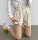 Winter Shorts Corduroy Fleece Brushed Pin Tuck Banding Short Pants