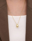 Champagne Moon Dew Drop Silver Volume Necklace