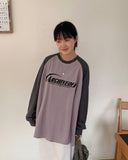 Nikkoi Printed Color Matching Raglan Long Sleeve Tee