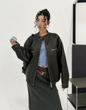 Gross cut washed leather jacket