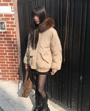 Coron Duffle Balloon Over Fur Hood Zip-up Padding