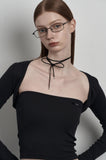 [mnem] draped suede wrap choker