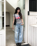 Blush Lace Sagging Denim Pants