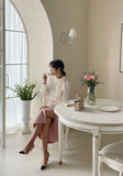 Rain Shirring Tie Blouse