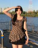Even Asymmetrical Check Blouse