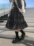 Roa Vintage Check Frill Tiered Midi Skirt