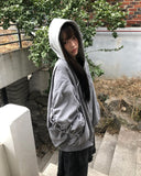 [Fake Layered] Devin Overfit Shirring Two-Way Hood Flight Jumper